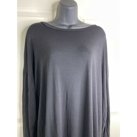 Shein Curve Top Womens Plus Size 3XL Solid Black Long Sleeve Hi Lo Shirt - Picture 3 of 9